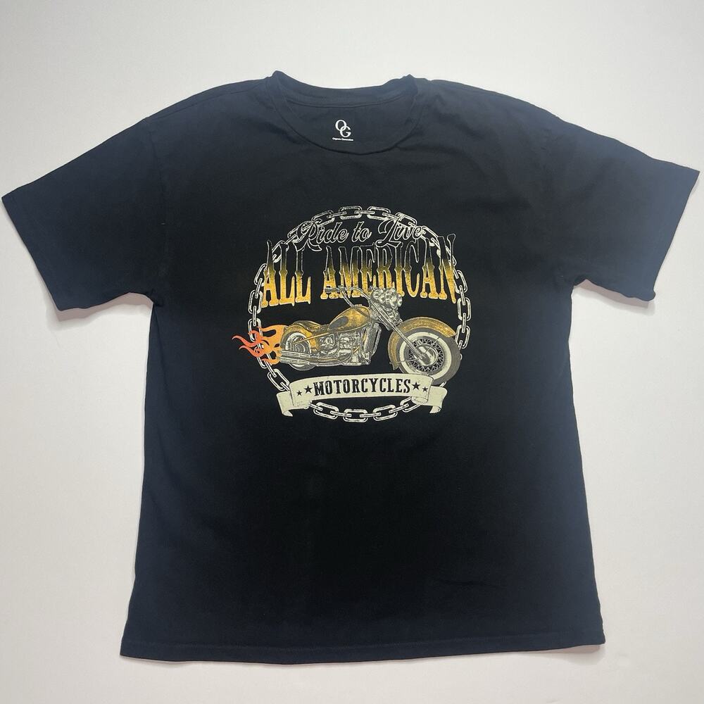American Motorcycle T-shirt Size Small Short Sleeve Graphic Print Black Shirt
